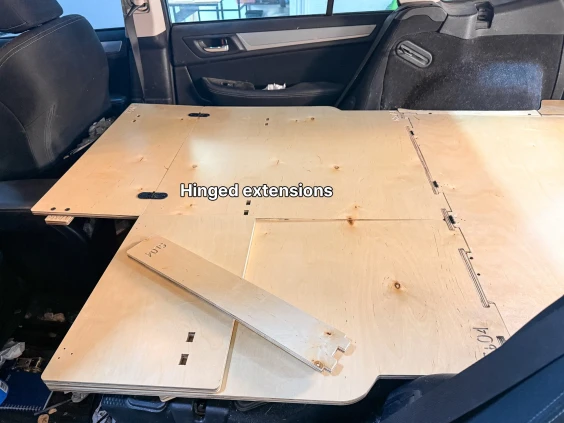 Subaru outback hinged sleeping platforms