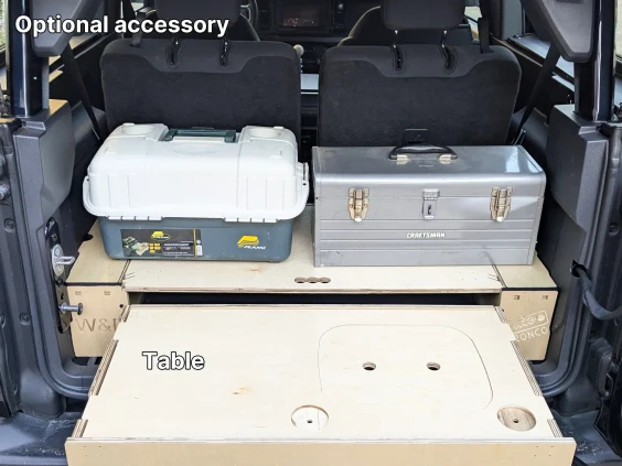 Tables storage system ford bronco 2doors