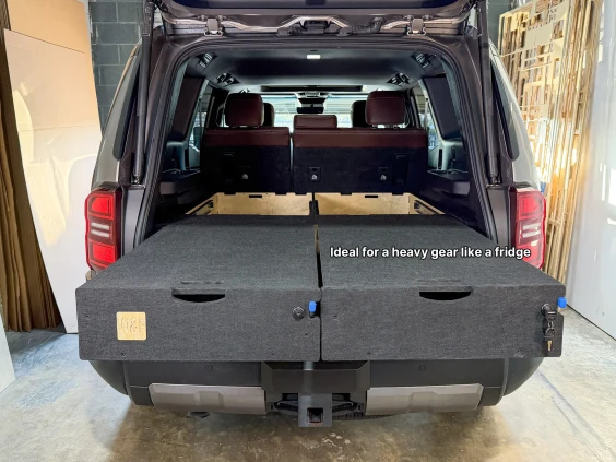Pullout top lid soft carpet storage system land cruiser