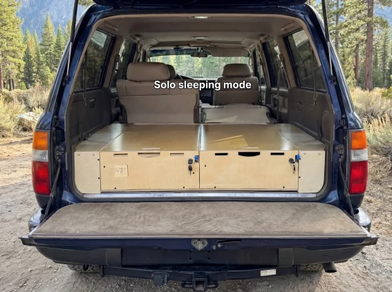 Sleep inside land cruiser