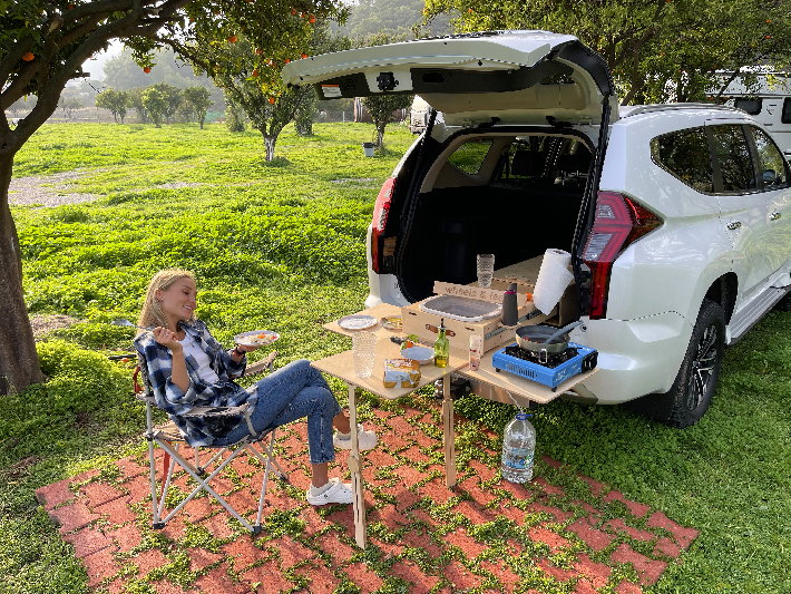 Camp suv kitchen with faucet and sink