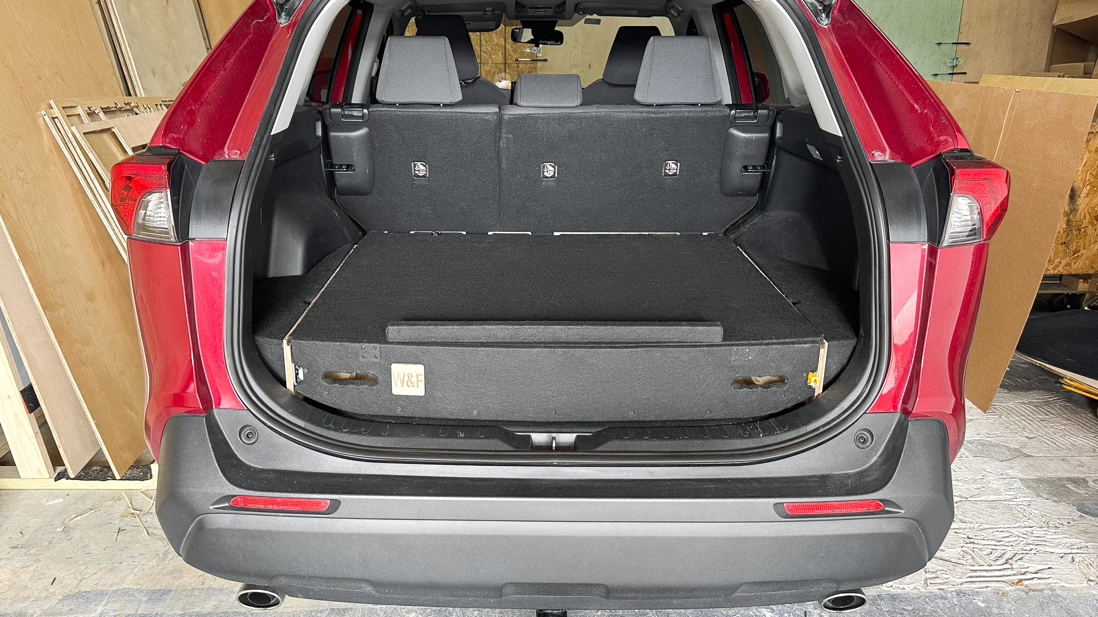 Toyota RAV4 camping setup cargo drawer